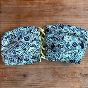 Victorias Secret Strapless Blue and Yellow Neon Bikini Size Medium Open Cut Outs